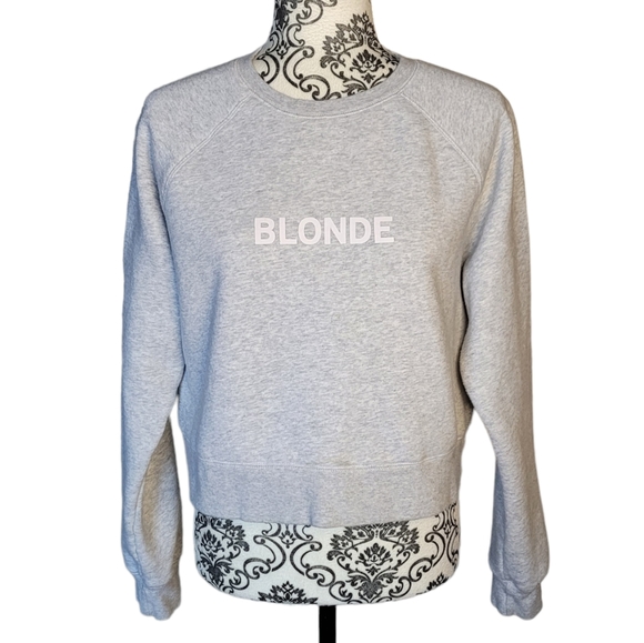 Brunette The Label Tops - Brunette The Label light grey cropped Blonde sweatshirt size M/L